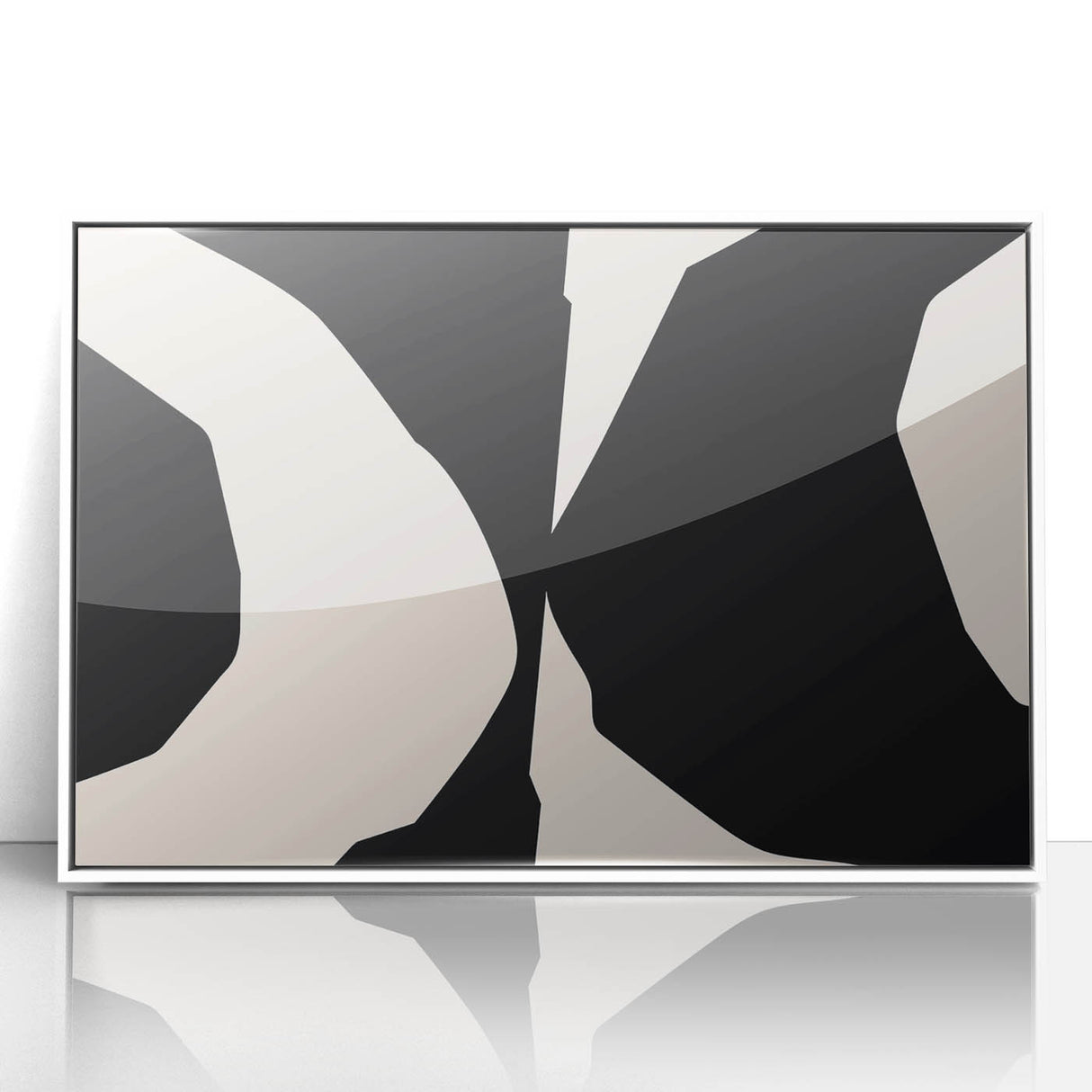Geometric Minimalist Abstract Wall Art – Black and Cream Contrast