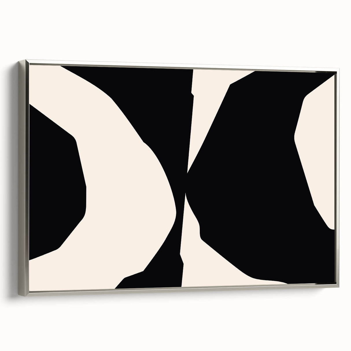 Geometric Minimalist Abstract Wall Art – Black and Cream Contrast