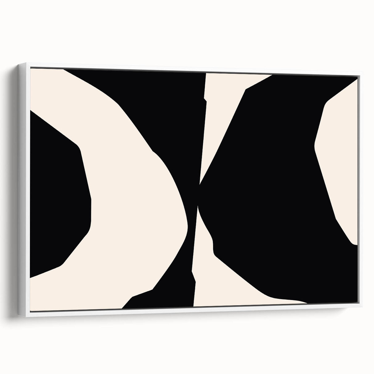 Geometric Minimalist Abstract Wall Art – Black and Cream Contrast