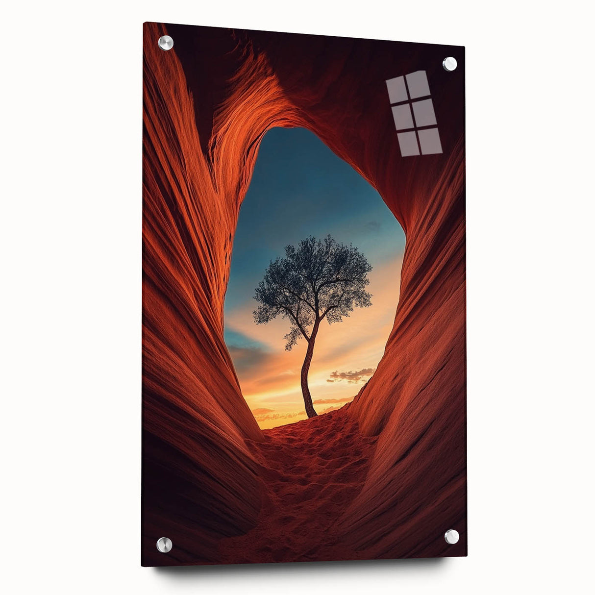 Lone Tree in Desert Canyon – Dramatic Nature Landscape Art