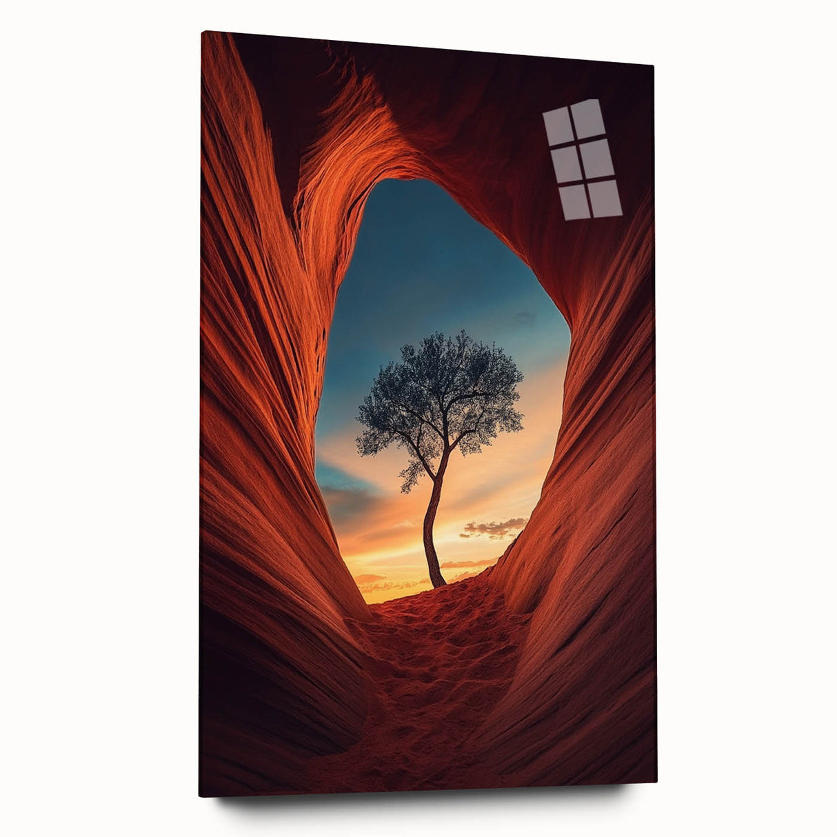 Lone Tree in Desert Canyon – Dramatic Nature Landscape Art