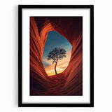 Lone Tree in Desert Canyon – Dramatic Nature Landscape Art