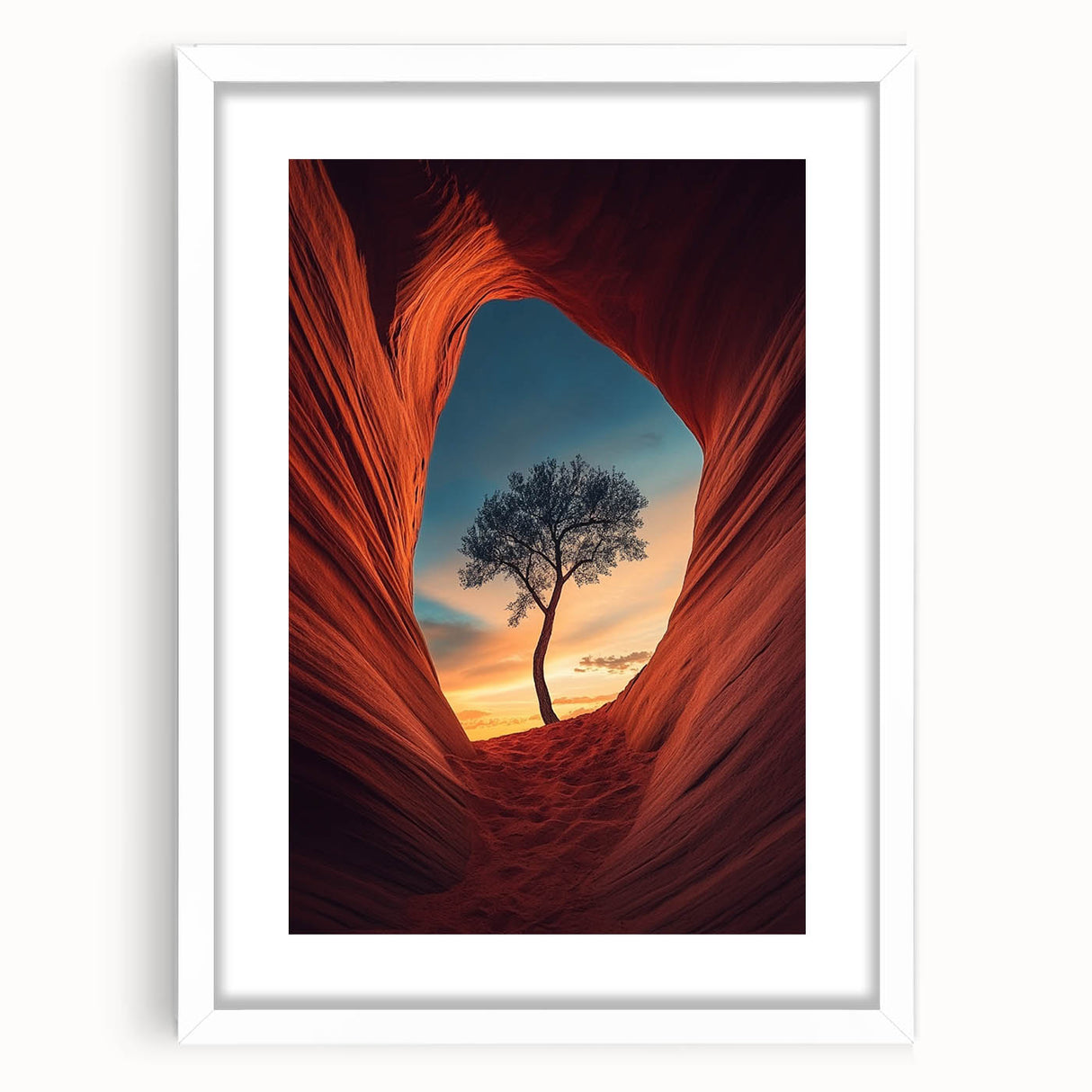 Lone Tree in Desert Canyon – Dramatic Nature Landscape Art