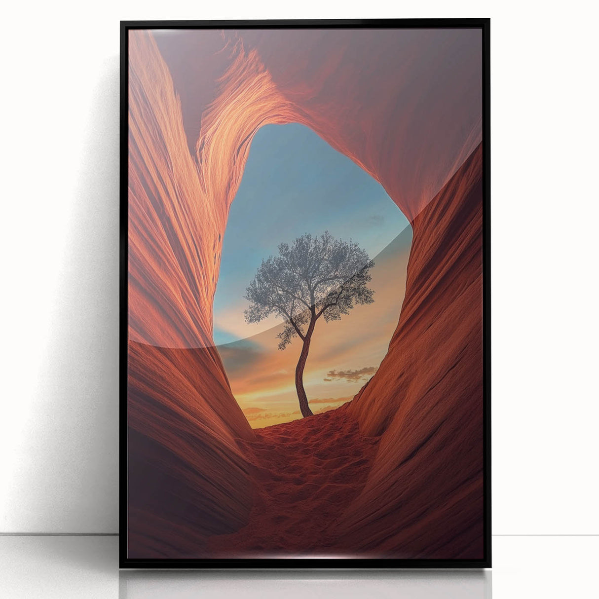 Lone Tree in Desert Canyon – Dramatic Nature Landscape Art