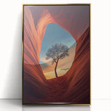 Lone Tree in Desert Canyon – Dramatic Nature Landscape Art