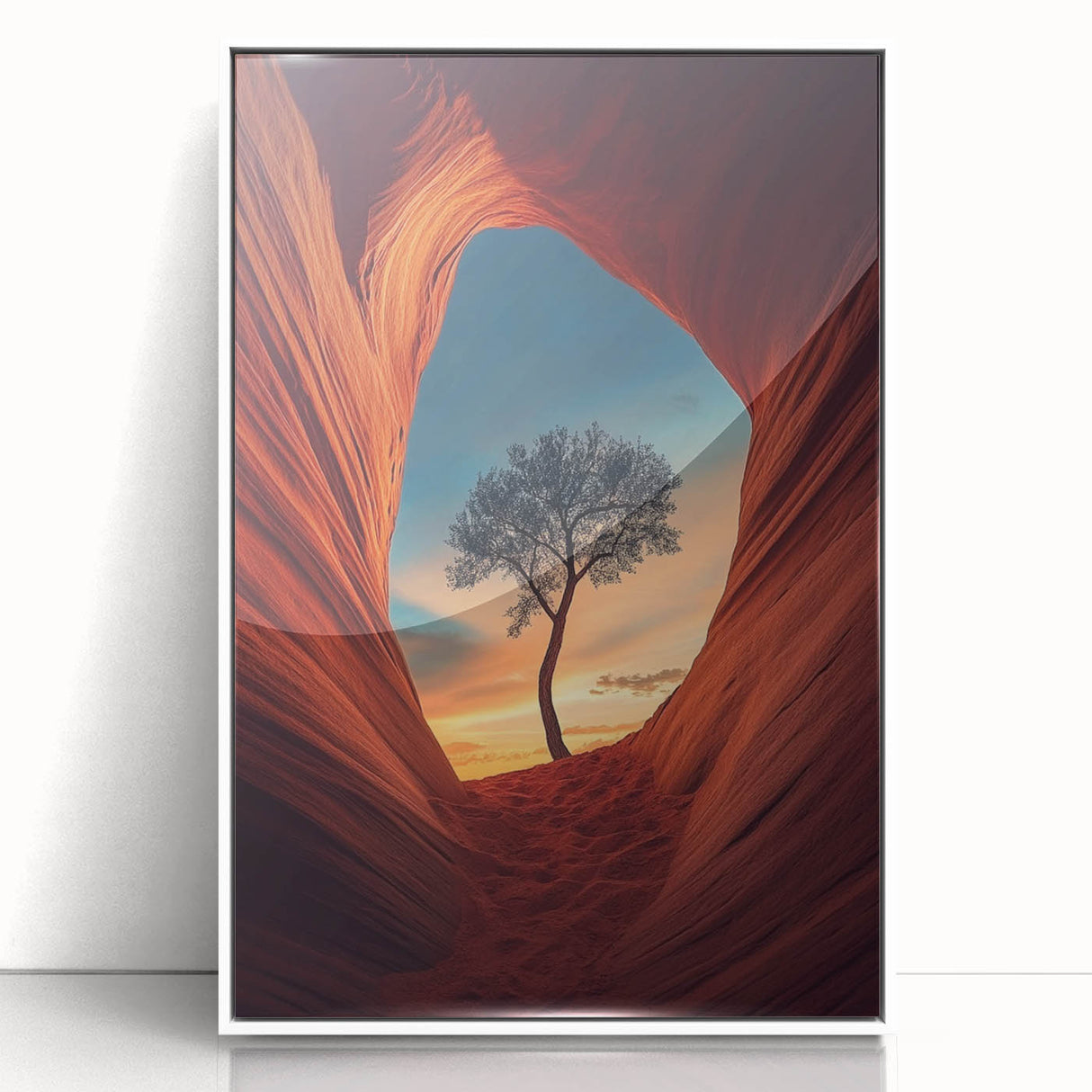 Lone Tree in Desert Canyon – Dramatic Nature Landscape Art