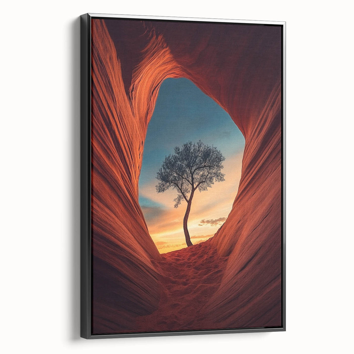 Lone Tree in Desert Canyon – Dramatic Nature Landscape Art