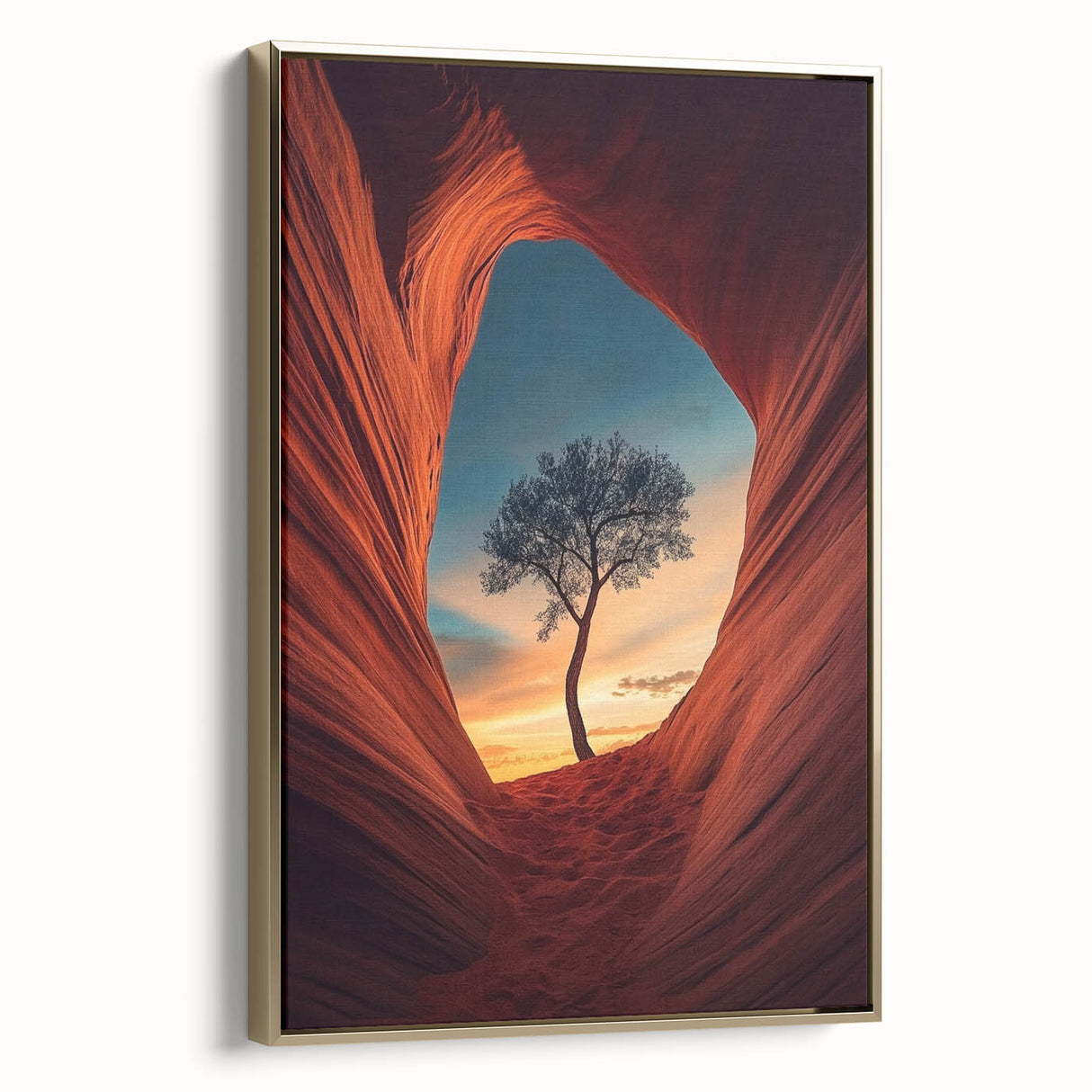 Lone Tree in Desert Canyon – Dramatic Nature Landscape Art
