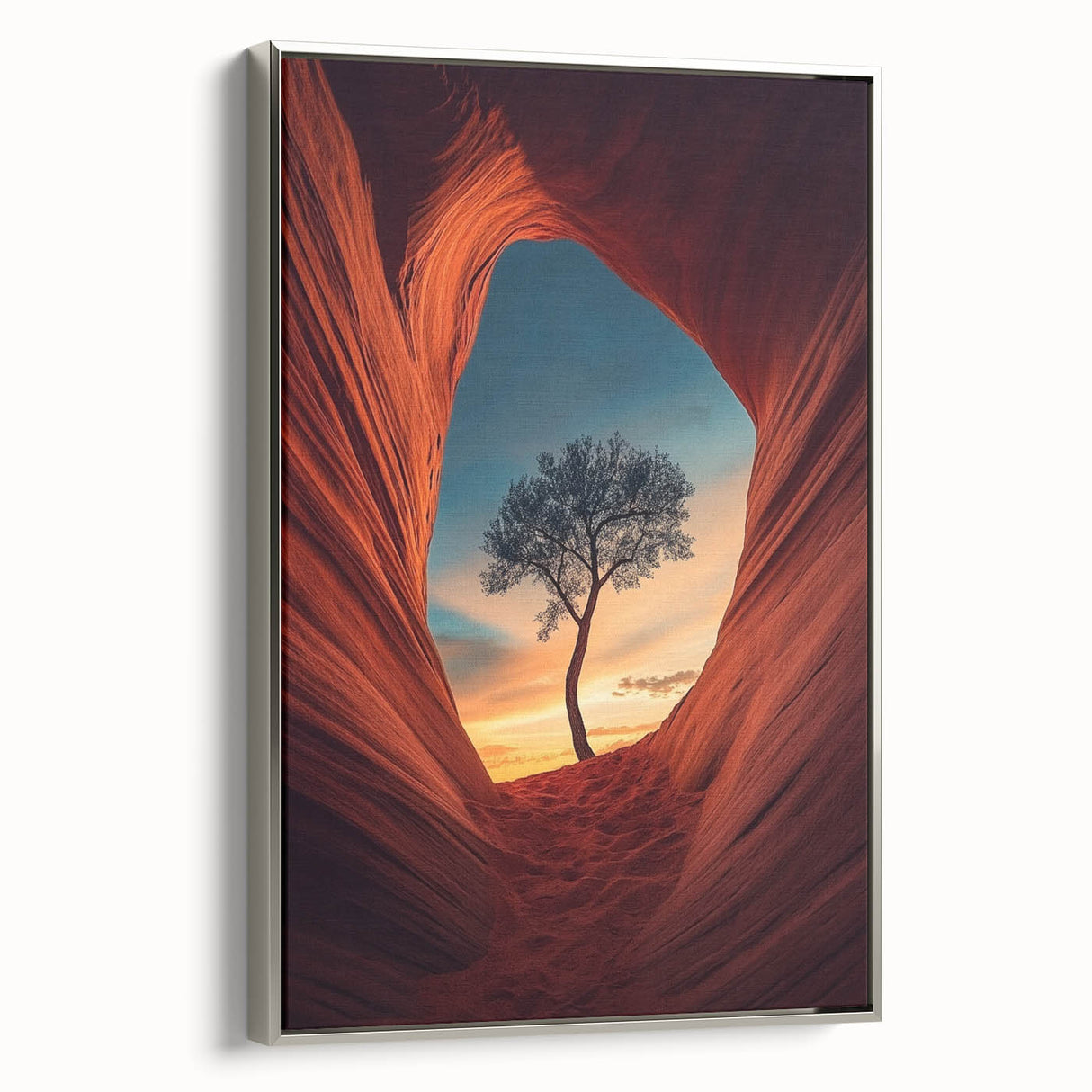 Lone Tree in Desert Canyon – Dramatic Nature Landscape Art