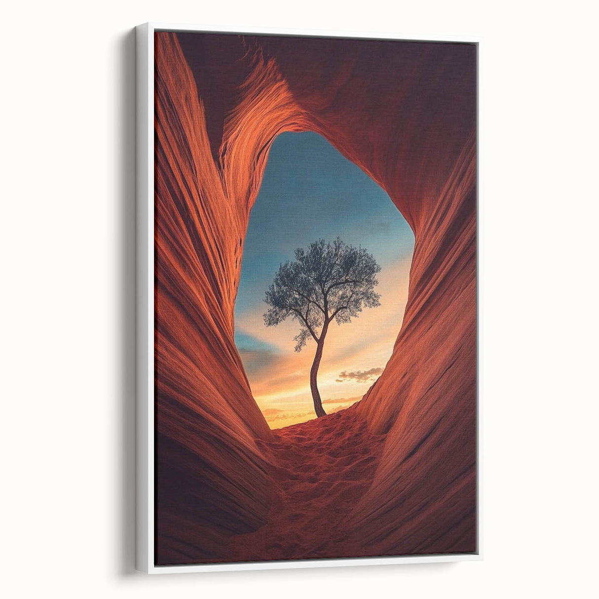 Lone Tree in Desert Canyon – Dramatic Nature Landscape Art