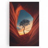 Lone Tree in Desert Canyon – Dramatic Nature Landscape Art