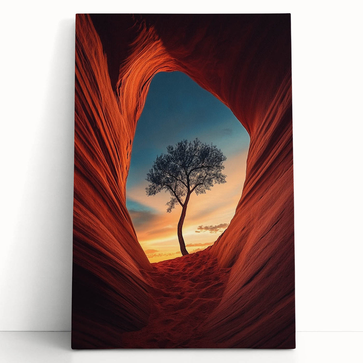 Lone Tree in Desert Canyon – Dramatic Nature Landscape Art
