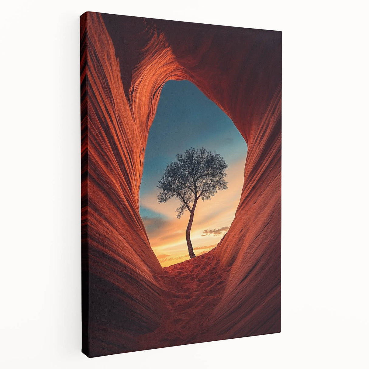 Lone Tree in Desert Canyon – Dramatic Nature Landscape Art