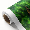 Minimalist Coastal Landscape Art – Tranquil Boat in Green Waters