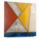 Geometric Abstract Paintings - Red, Yellow & Blue Modern Wall Art