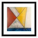 Geometric Abstract Paintings - Red, Yellow & Blue Modern Wall Art