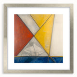 Geometric Abstract Paintings - Red, Yellow & Blue Modern Wall Art