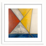 Geometric Abstract Paintings - Red, Yellow & Blue Modern Wall Art
