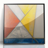 Geometric Abstract Paintings - Red, Yellow & Blue Modern Wall Art