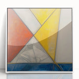 Geometric Abstract Paintings - Red, Yellow & Blue Modern Wall Art