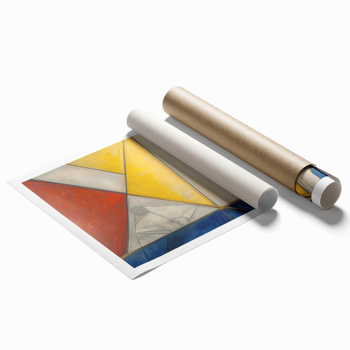 Geometric Abstract Paintings - Red, Yellow & Blue Modern Wall Art