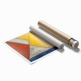 Geometric Abstract Paintings - Red, Yellow & Blue Modern Wall Art