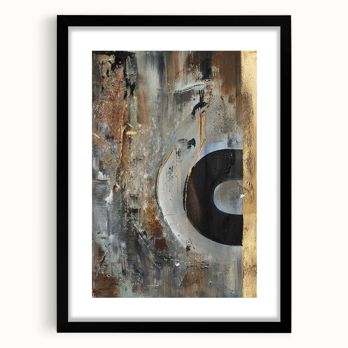 Moody Modern Wall Art – Abstract Canvas in Black, Gold & Brown