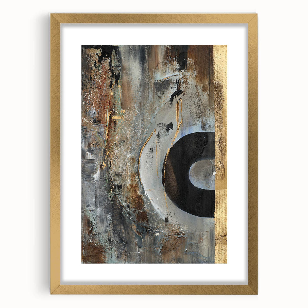 Moody Modern Wall Art – Abstract Canvas in Black, Gold & Brown