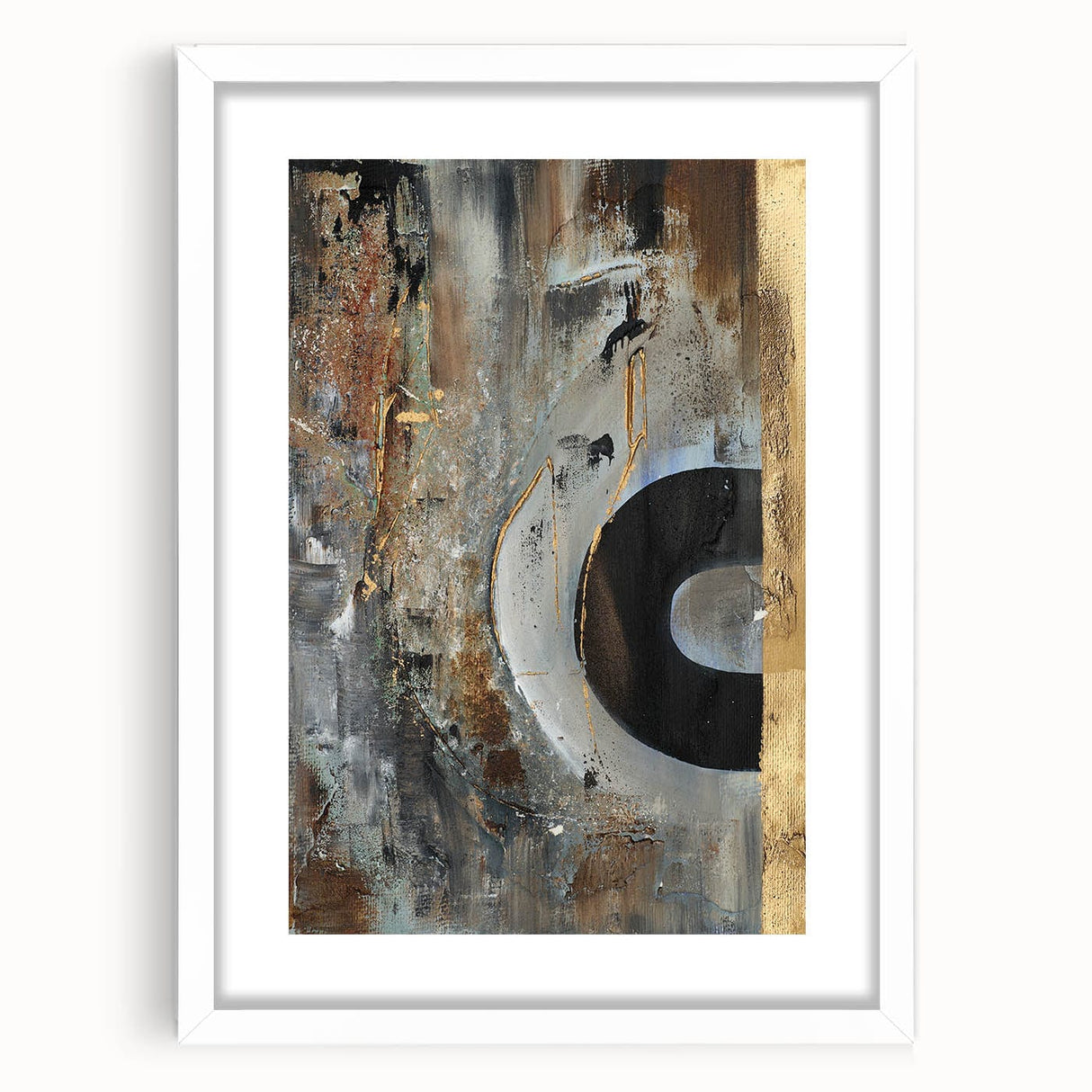 Moody Modern Wall Art – Abstract Canvas in Black, Gold & Brown
