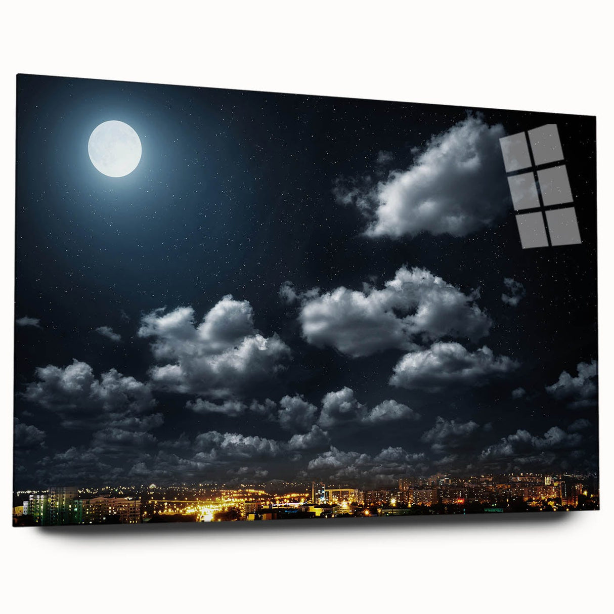 Modern Urban Landscape Art - Moonlit City Skyline Print