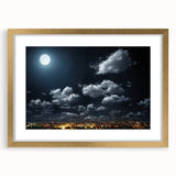 Modern Urban Landscape Art - Moonlit City Skyline Print