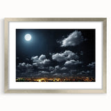 Modern Urban Landscape Art - Moonlit City Skyline Print