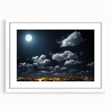 Modern Urban Landscape Art - Moonlit City Skyline Print
