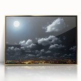Modern Urban Landscape Art - Moonlit City Skyline Print