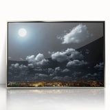 Modern Urban Landscape Art - Moonlit City Skyline Print