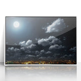 Modern Urban Landscape Art - Moonlit City Skyline Print