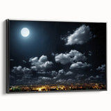 Modern Urban Landscape Art - Moonlit City Skyline Print