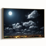 Modern Urban Landscape Art - Moonlit City Skyline Print