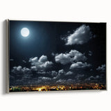 Modern Urban Landscape Art - Moonlit City Skyline Print