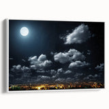 Modern Urban Landscape Art - Moonlit City Skyline Print