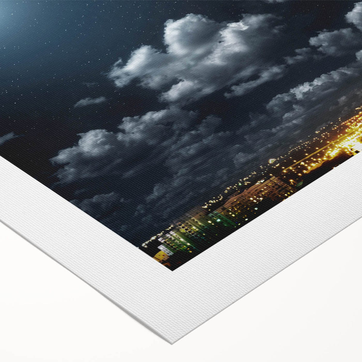 Modern Urban Landscape Art - Moonlit City Skyline Print