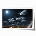 Modern Urban Landscape Art - Moonlit City Skyline Print