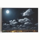 Modern Urban Landscape Art - Moonlit City Skyline Print