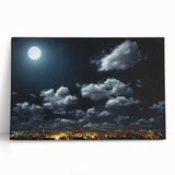 Modern Urban Landscape Art - Moonlit City Skyline Print
