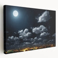 Modern Urban Landscape Art - Moonlit City Skyline Print