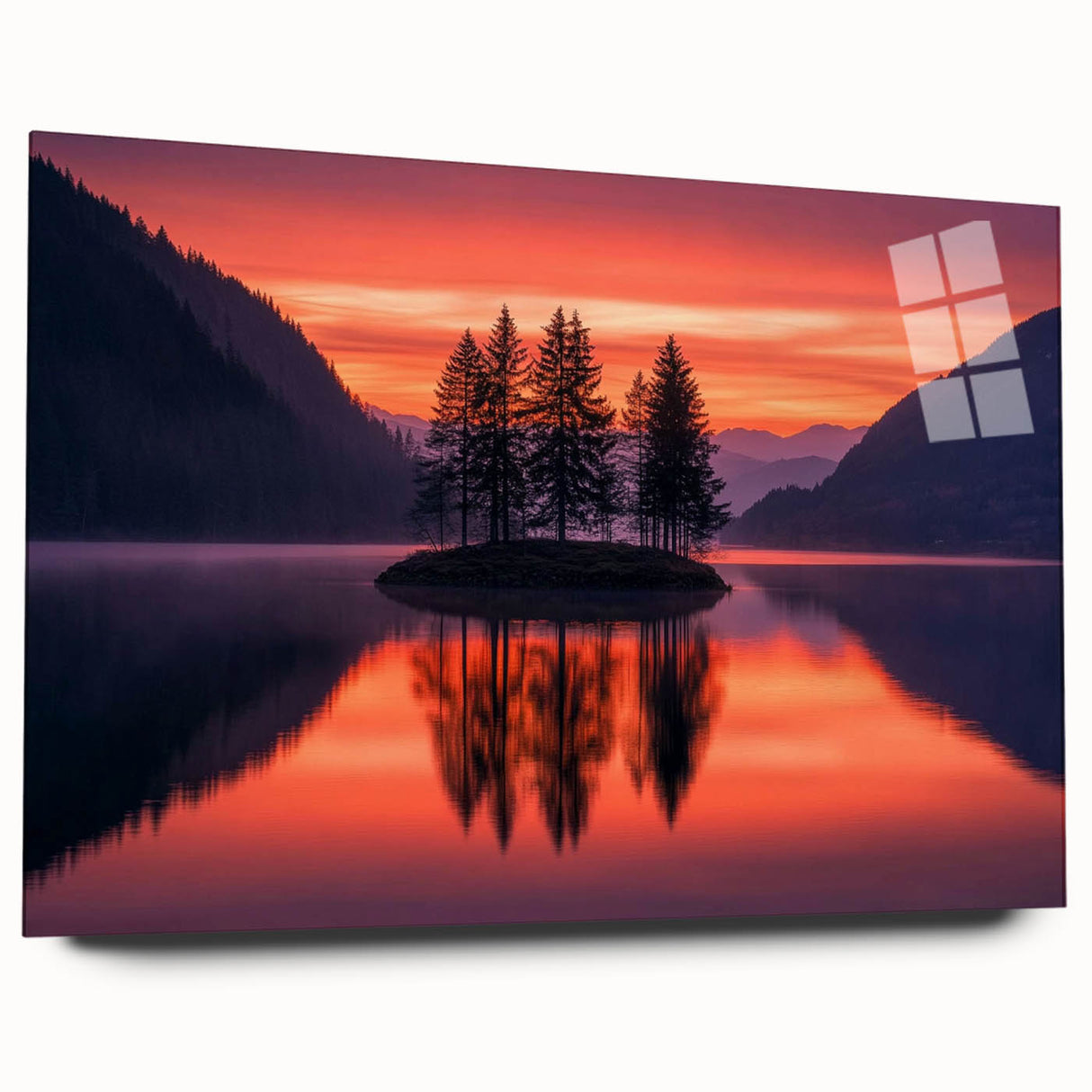 Sunset Island Reflection – Serene Nature Landscape Art