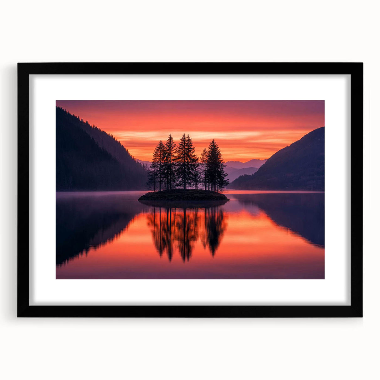Sunset Island Reflection – Serene Nature Landscape Art