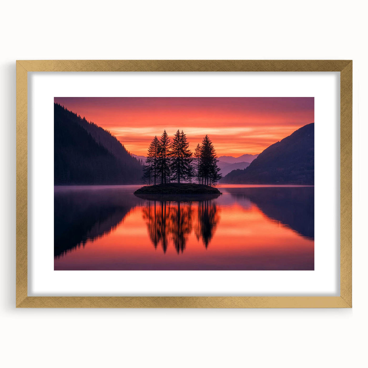 Sunset Island Reflection – Serene Nature Landscape Art
