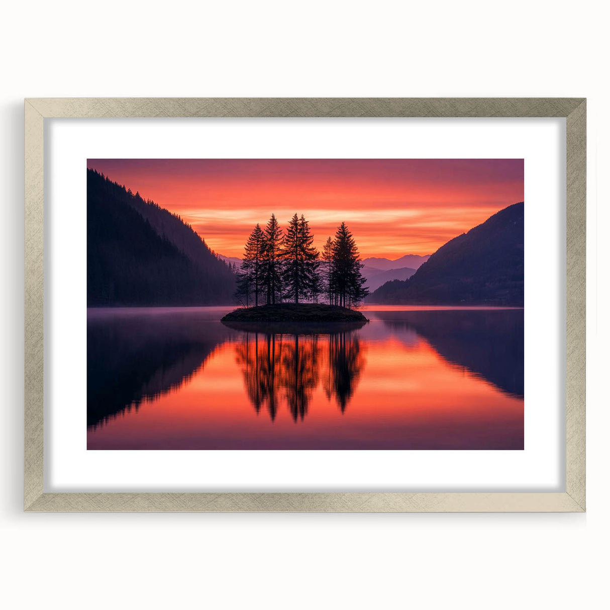Sunset Island Reflection – Serene Nature Landscape Art