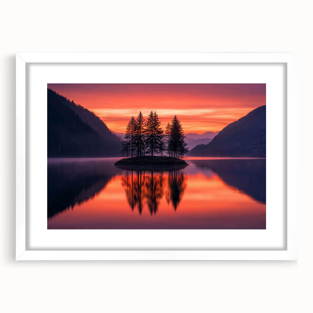 Sunset Island Reflection – Serene Nature Landscape Art